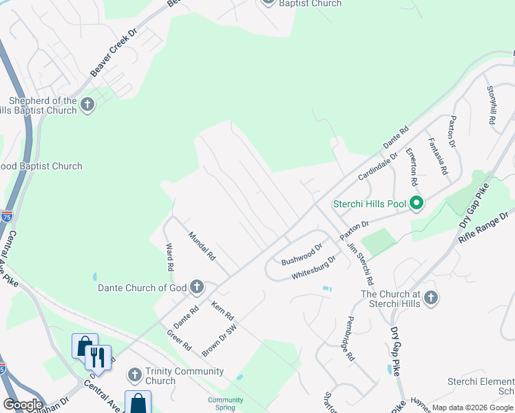 map of restaurants, bars, coffee shops, grocery stores, and more near 6836 Harvest Grove Lane in Knoxville