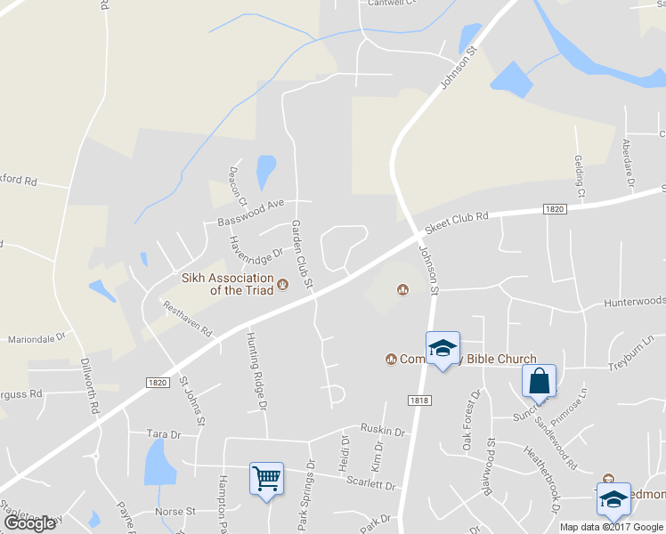 map of restaurants, bars, coffee shops, grocery stores, and more near 4408 Orchard Knob Lane in High Point