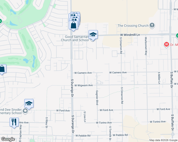 map of restaurants, bars, coffee shops, grocery stores, and more near 8396 Sweetwater Creek Way in Las Vegas