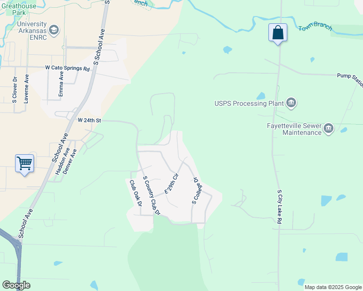 map of restaurants, bars, coffee shops, grocery stores, and more near 1356 South College Drive in Fayetteville