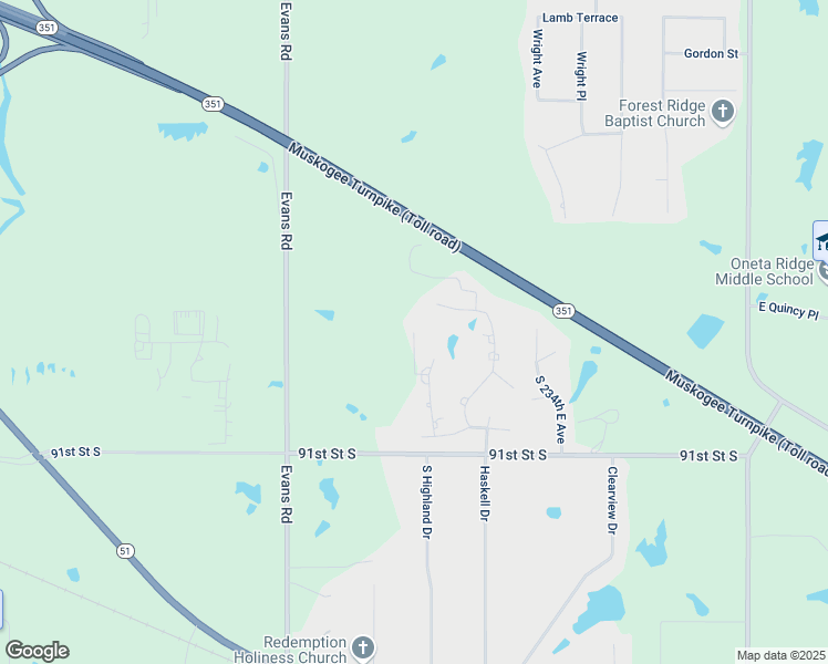 map of restaurants, bars, coffee shops, grocery stores, and more near 8450 East 90th Street in Broken Arrow