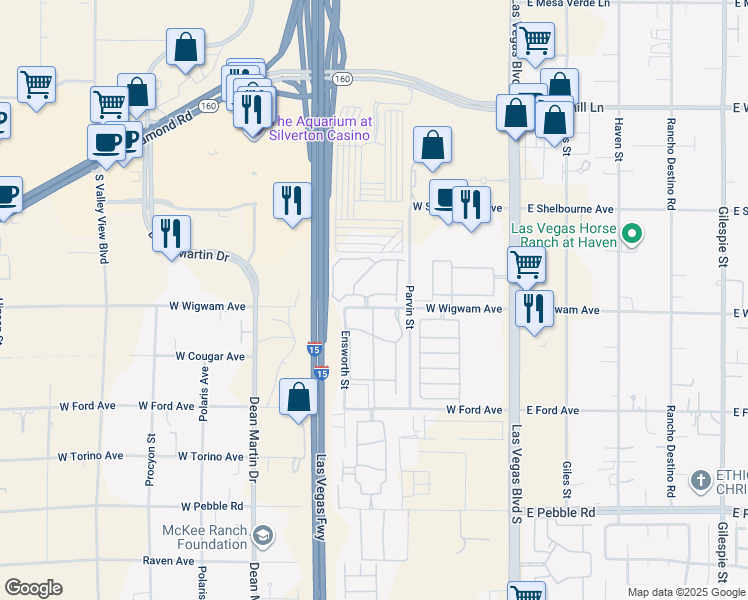 map of restaurants, bars, coffee shops, grocery stores, and more near 2750 West Wigwam Avenue in Las Vegas