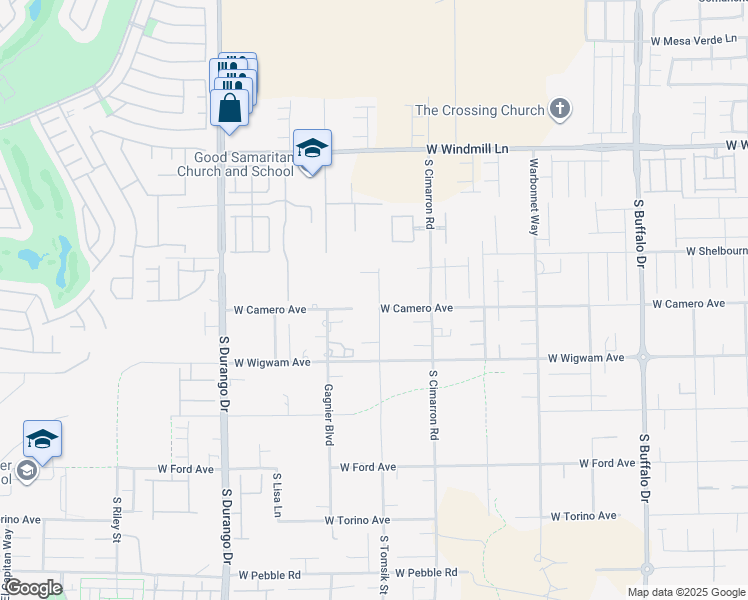 map of restaurants, bars, coffee shops, grocery stores, and more near 8260 West Camero Avenue in Las Vegas