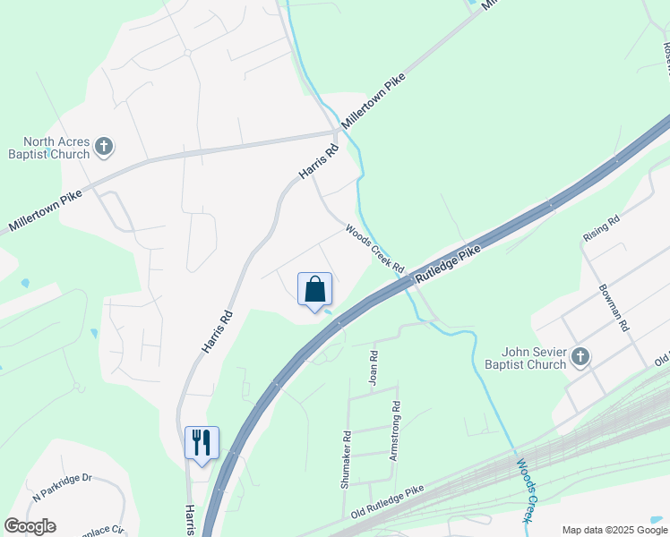 map of restaurants, bars, coffee shops, grocery stores, and more near 2138 Brownstone Way in Knoxville