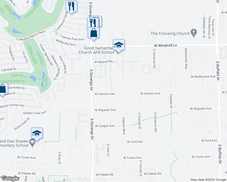 map of restaurants, bars, coffee shops, grocery stores, and more near 8396 Sweetwater Creek Way in Las Vegas