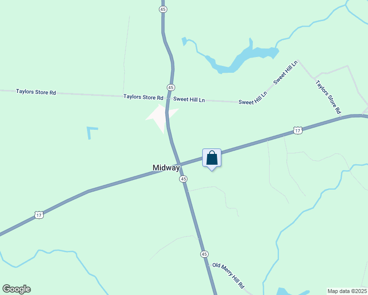 map of restaurants, bars, coffee shops, grocery stores, and more near 106 North Carolina 45 in Merry Hill