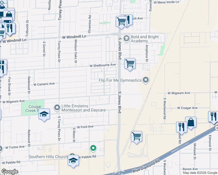 map of restaurants, bars, coffee shops, grocery stores, and more near 6172 Glimmering Light Avenue in Las Vegas