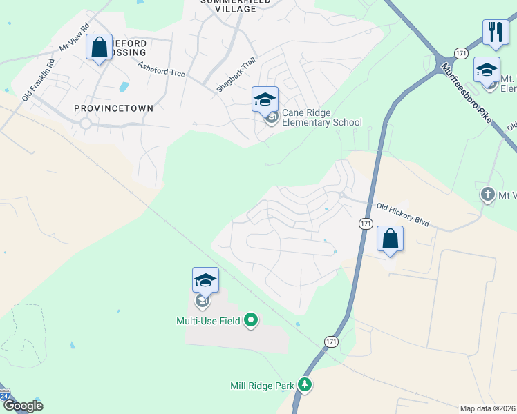 map of restaurants, bars, coffee shops, grocery stores, and more near 1501 Sprucedale Drive in Nashville