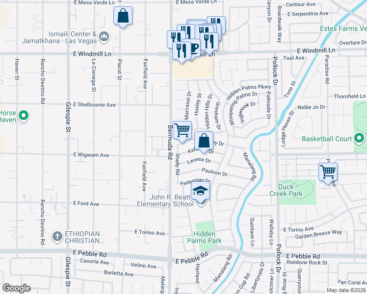 map of restaurants, bars, coffee shops, grocery stores, and more near in Las Vegas