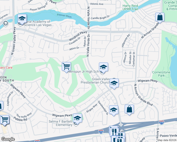 map of restaurants, bars, coffee shops, grocery stores, and more near 109 Broken Rock Drive in Henderson