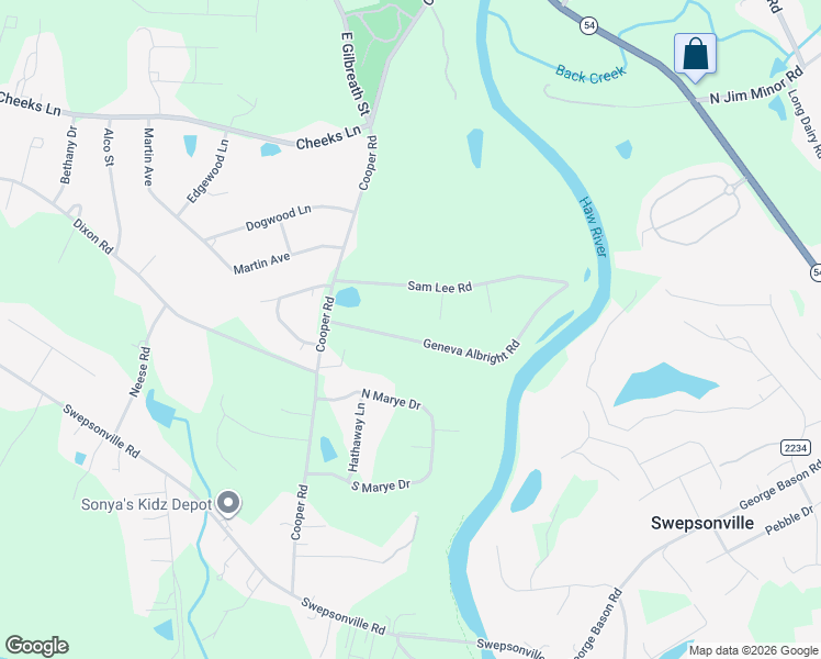 map of restaurants, bars, coffee shops, grocery stores, and more near 1172 Geneva Albright Road in Graham