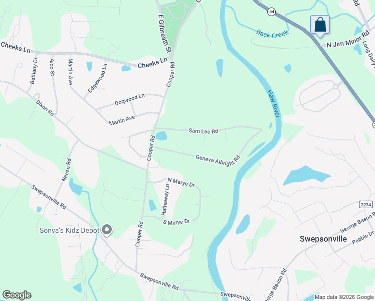 map of restaurants, bars, coffee shops, grocery stores, and more near 1172 Geneva Albright Road in Graham