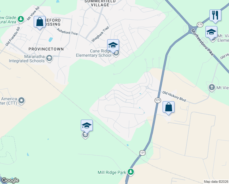 map of restaurants, bars, coffee shops, grocery stores, and more near 1501 Sprucedale Drive in Nashville
