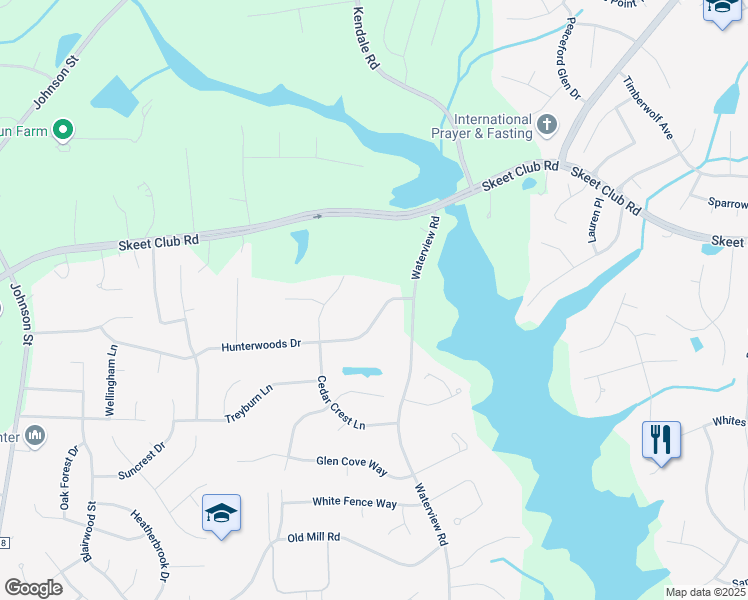 map of restaurants, bars, coffee shops, grocery stores, and more near 2009 Hunterwoods Drive in High Point