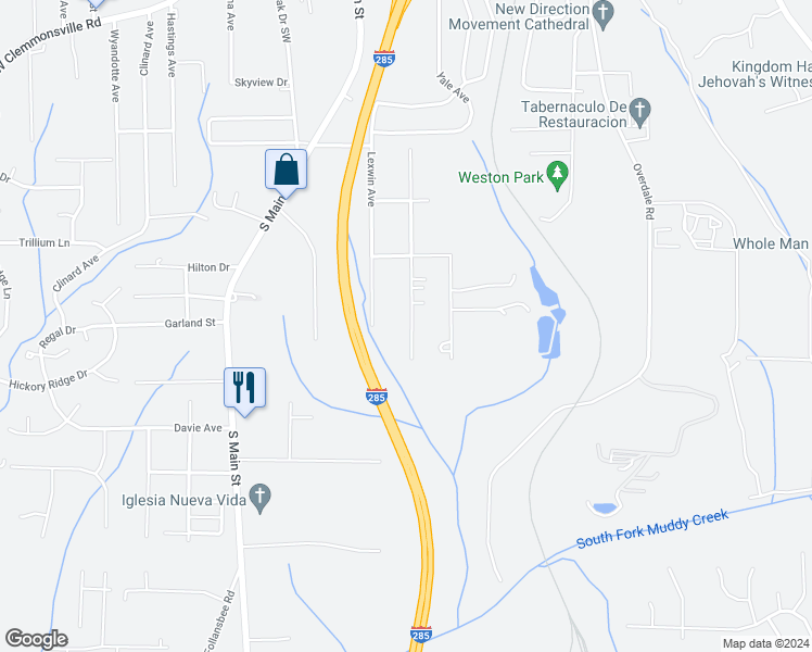 map of restaurants, bars, coffee shops, grocery stores, and more near 4142 Macarthur Road in Winston-Salem