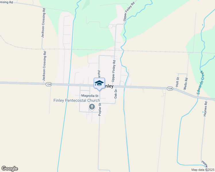 map of restaurants, bars, coffee shops, grocery stores, and more near 5456 Tennessee 104 in Finley