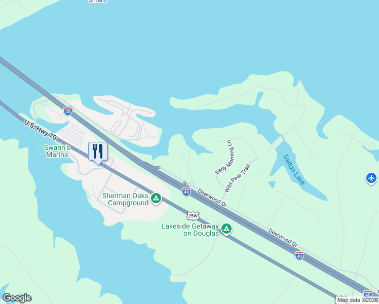 map of restaurants, bars, coffee shops, grocery stores, and more near 656 Norris Drive in Dandridge