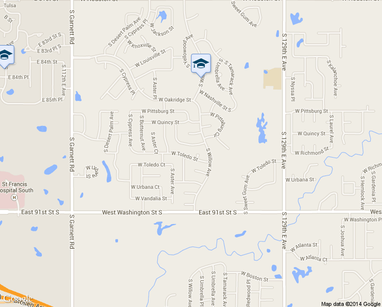 map of restaurants, bars, coffee shops, grocery stores, and more near 4224 W Toledo St in Broken Arrow