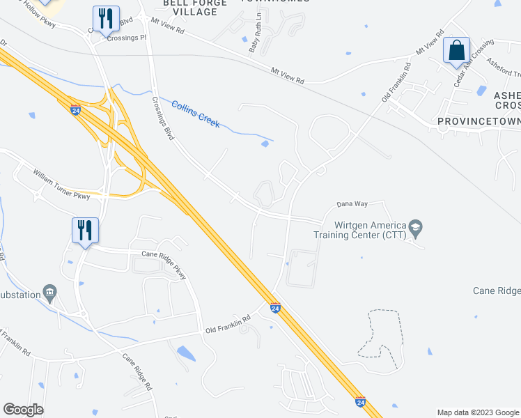 map of restaurants, bars, coffee shops, grocery stores, and more near 5873 Crossings Boulevard in Nashville