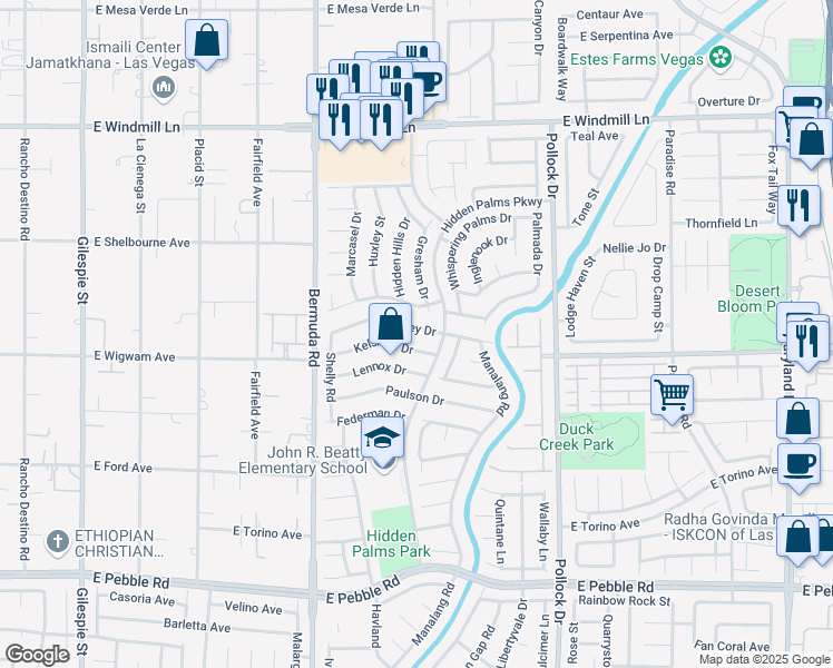 map of restaurants, bars, coffee shops, grocery stores, and more near 561 Macbrey Drive in Las Vegas