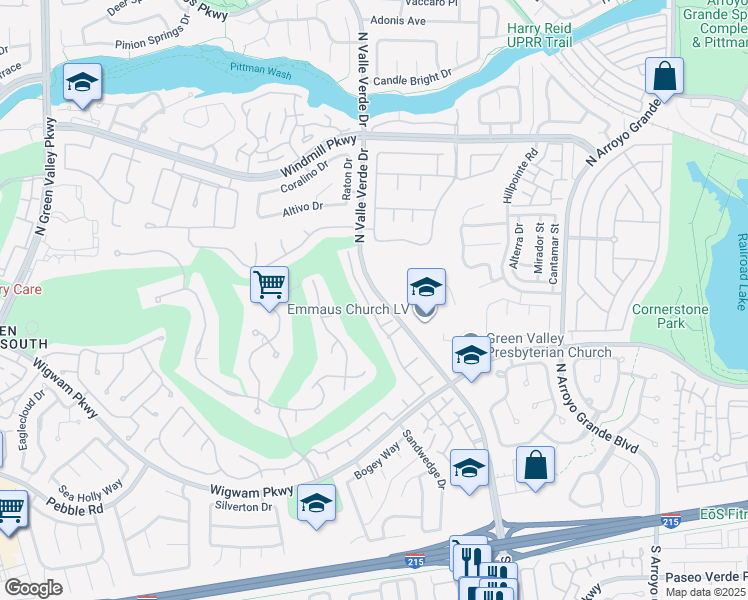 map of restaurants, bars, coffee shops, grocery stores, and more near 108 Broken Rock Drive in Henderson