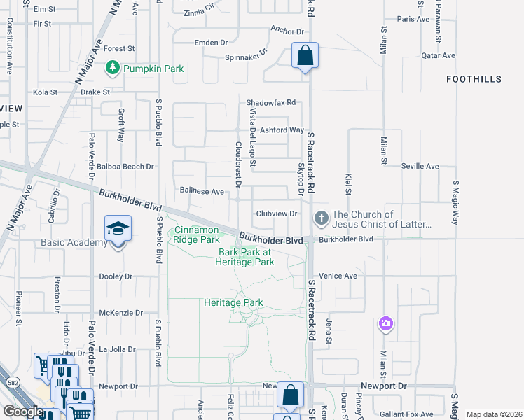 map of restaurants, bars, coffee shops, grocery stores, and more near 918 Clubview Drive in Henderson