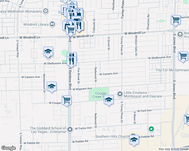 map of restaurants, bars, coffee shops, grocery stores, and more near 6708 Boccelli Court in Las Vegas