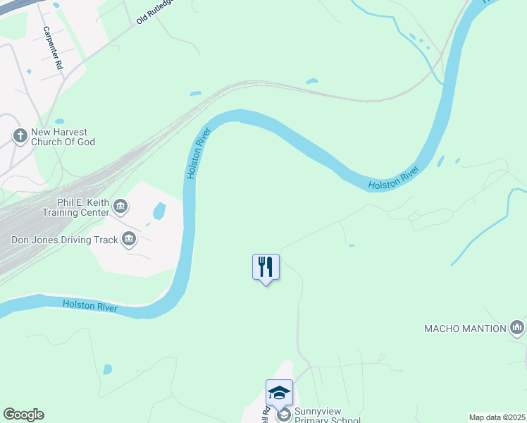 map of restaurants, bars, coffee shops, grocery stores, and more near 8115 Am Luttrell Road in Knoxville