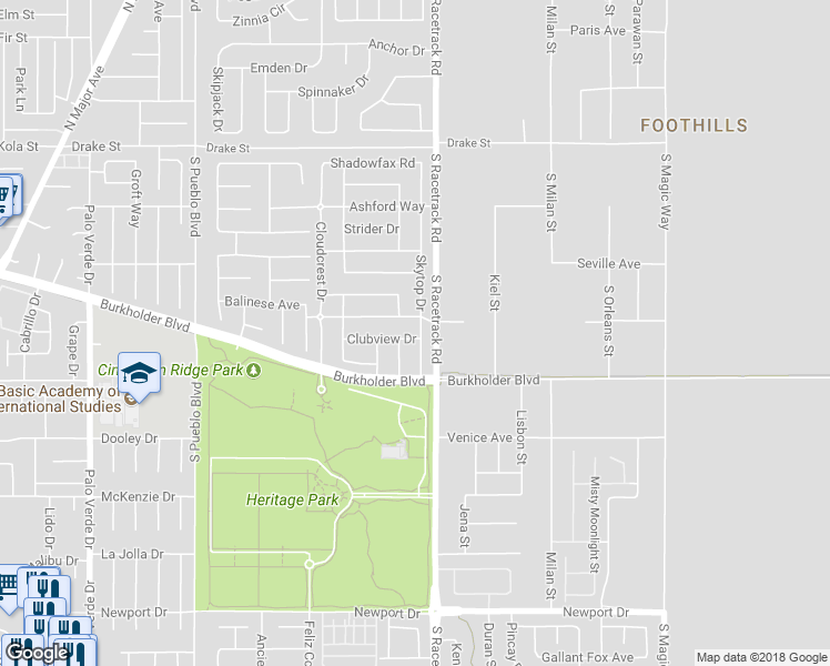 map of restaurants, bars, coffee shops, grocery stores, and more near 936 Clubview Drive in Henderson