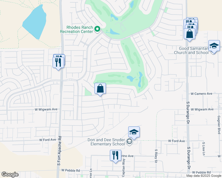 map of restaurants, bars, coffee shops, grocery stores, and more near 107 Crooked Putter Drive in Las Vegas