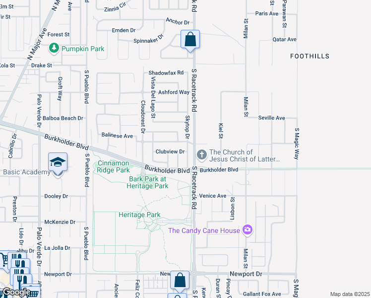 map of restaurants, bars, coffee shops, grocery stores, and more near 936 Clubview Drive in Henderson