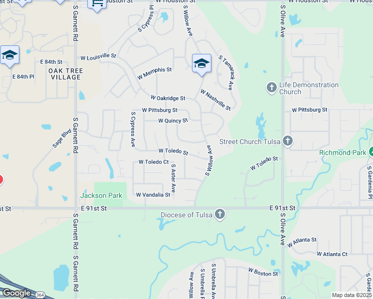 map of restaurants, bars, coffee shops, grocery stores, and more near 4224 West Toledo Street in Broken Arrow
