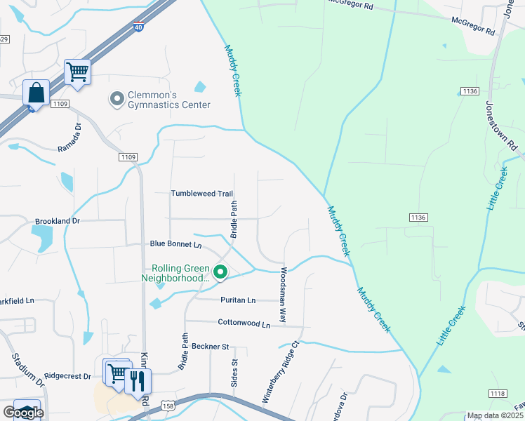 map of restaurants, bars, coffee shops, grocery stores, and more near 5931 Greenhaven Drive in Winston-Salem
