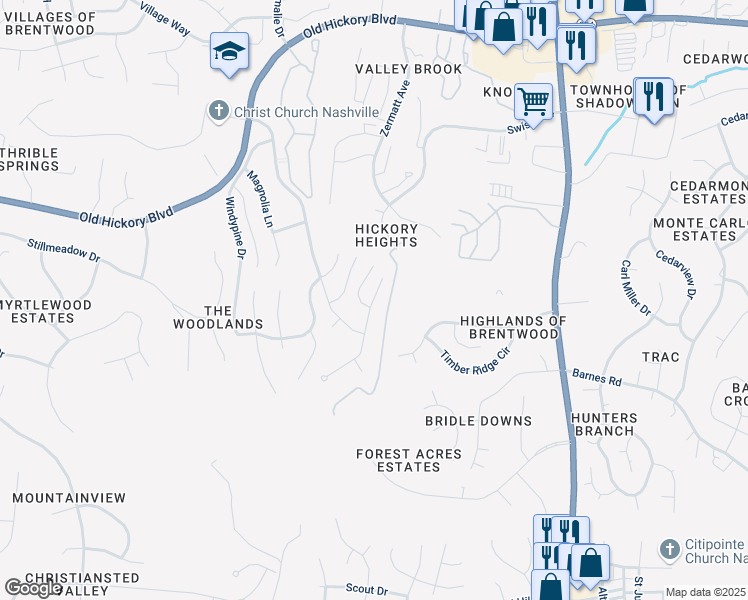 map of restaurants, bars, coffee shops, grocery stores, and more near 1736 Boxwood Drive in Nashville
