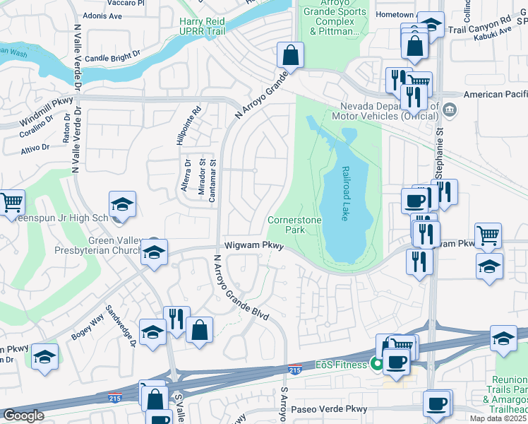 map of restaurants, bars, coffee shops, grocery stores, and more near 111 Le Arta Drive in Henderson