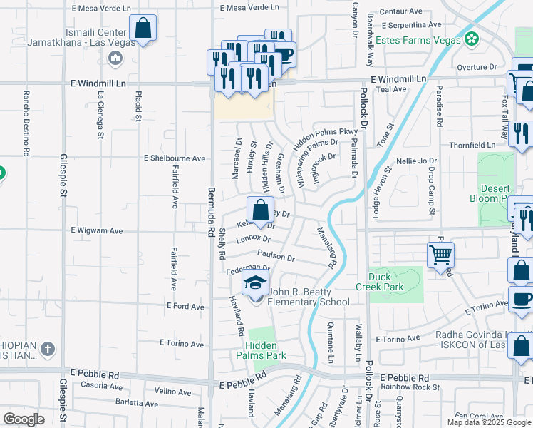 map of restaurants, bars, coffee shops, grocery stores, and more near 561 Macbrey Drive in Las Vegas