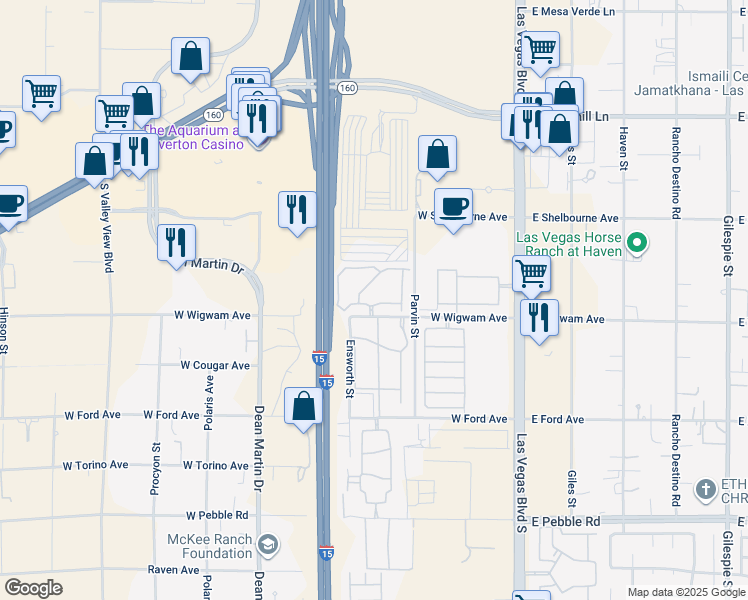 map of restaurants, bars, coffee shops, grocery stores, and more near 2750 West Wigwam Avenue in Las Vegas