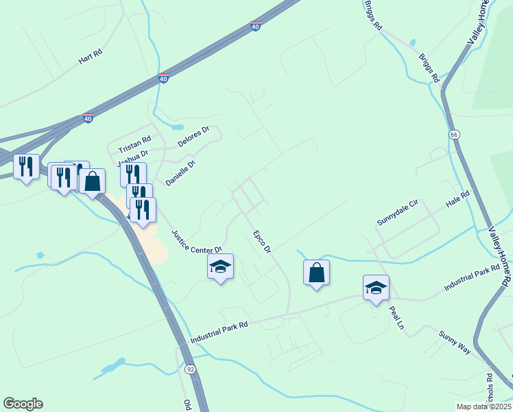 map of restaurants, bars, coffee shops, grocery stores, and more near 910 Epco Drive in Dandridge