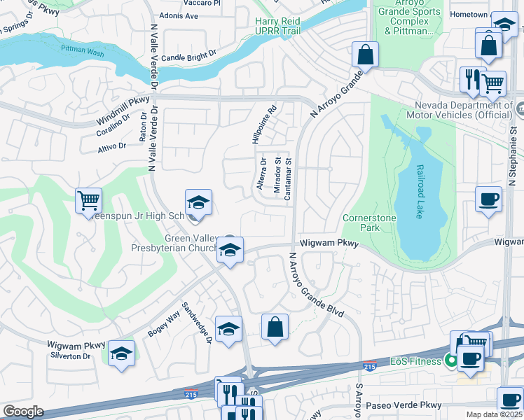 map of restaurants, bars, coffee shops, grocery stores, and more near 1724 Blanchard Drive in Henderson