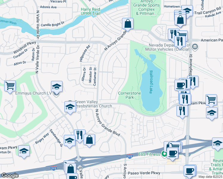 map of restaurants, bars, coffee shops, grocery stores, and more near 111 Le Arta Drive in Henderson