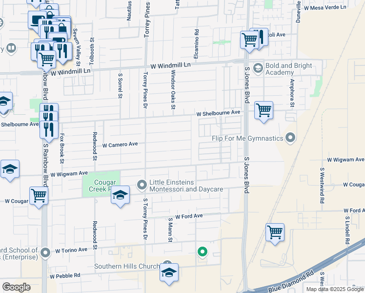 map of restaurants, bars, coffee shops, grocery stores, and more near 6342 White Heron Court in Las Vegas