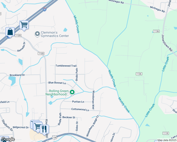 map of restaurants, bars, coffee shops, grocery stores, and more near 5931 Greenhaven Drive in Winston-Salem