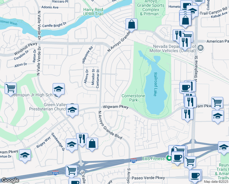 map of restaurants, bars, coffee shops, grocery stores, and more near 111 Le Arta Drive in Henderson