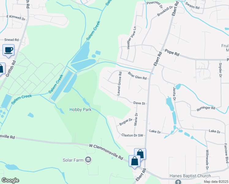 map of restaurants, bars, coffee shops, grocery stores, and more near 2172 Dave Street in Winston-Salem