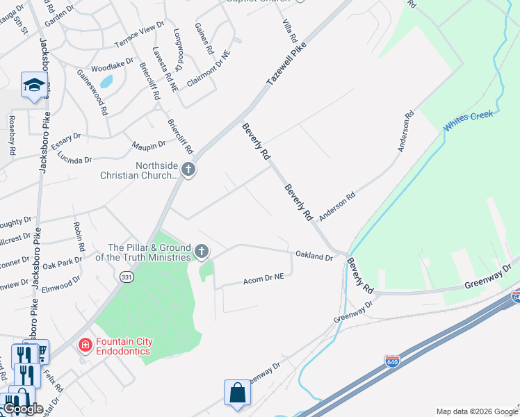 map of restaurants, bars, coffee shops, grocery stores, and more near 4925 Ada Lane in Knoxville