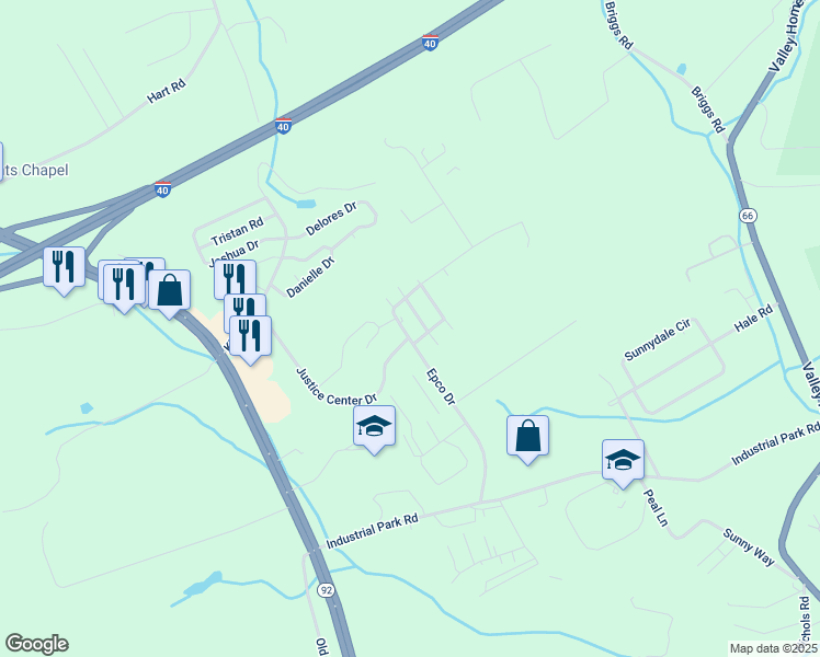 map of restaurants, bars, coffee shops, grocery stores, and more near 910 Epco Drive in Dandridge