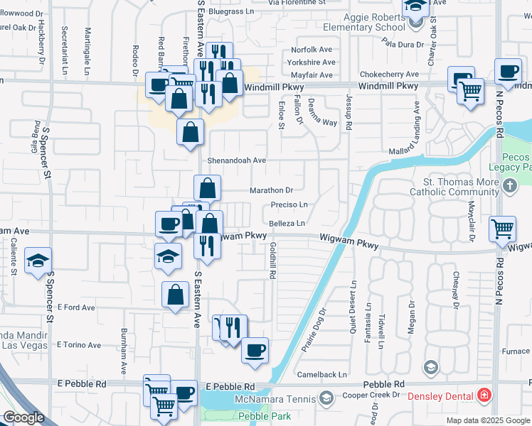 map of restaurants, bars, coffee shops, grocery stores, and more near 110 Ayesha Ln in Henderson