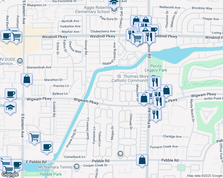 map of restaurants, bars, coffee shops, grocery stores, and more near 137 Wynntry Drive in Henderson