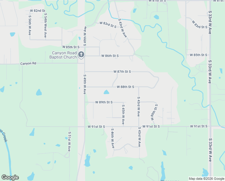 map of restaurants, bars, coffee shops, grocery stores, and more near 4584 West 88th Street South in Tulsa