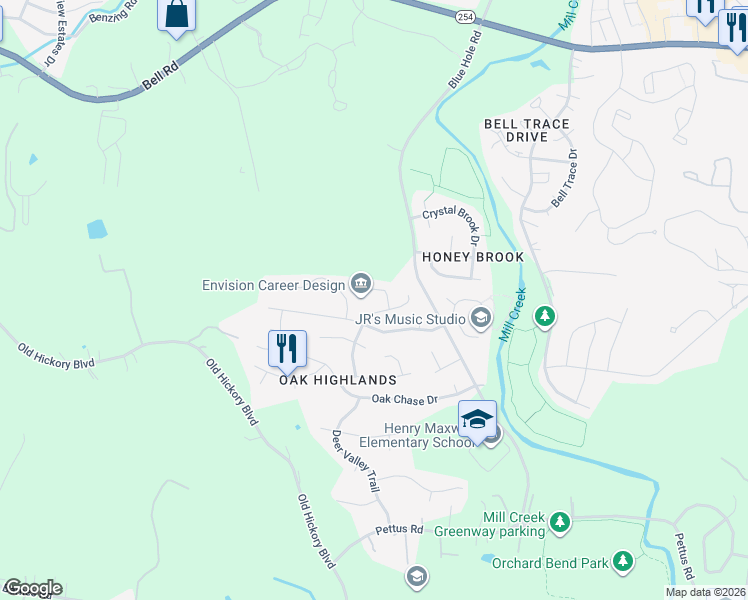 map of restaurants, bars, coffee shops, grocery stores, and more near 417 Barkley Court in Nashville
